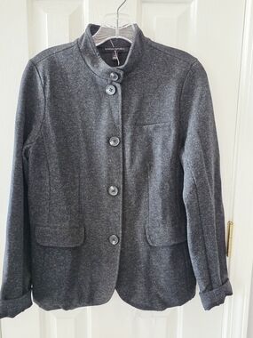 Banana Republic Dark Charcoal Stand-Collar Button Jacket Small